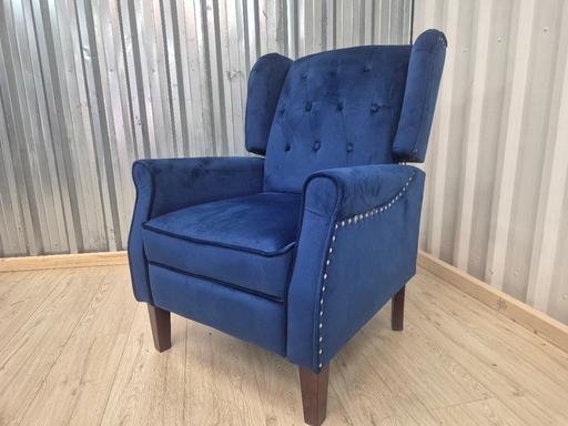 Buy & Sell Cheslyn Hay South Staffordshire - Photos for Blue Velvet Manual Recliner Wingback Chair