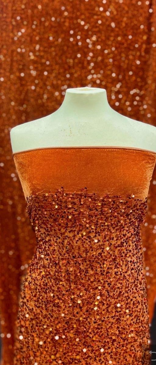 Buy & Sell Siddal Calderdale - Photos for 2 m orange sequin velvet fabric 58”wide