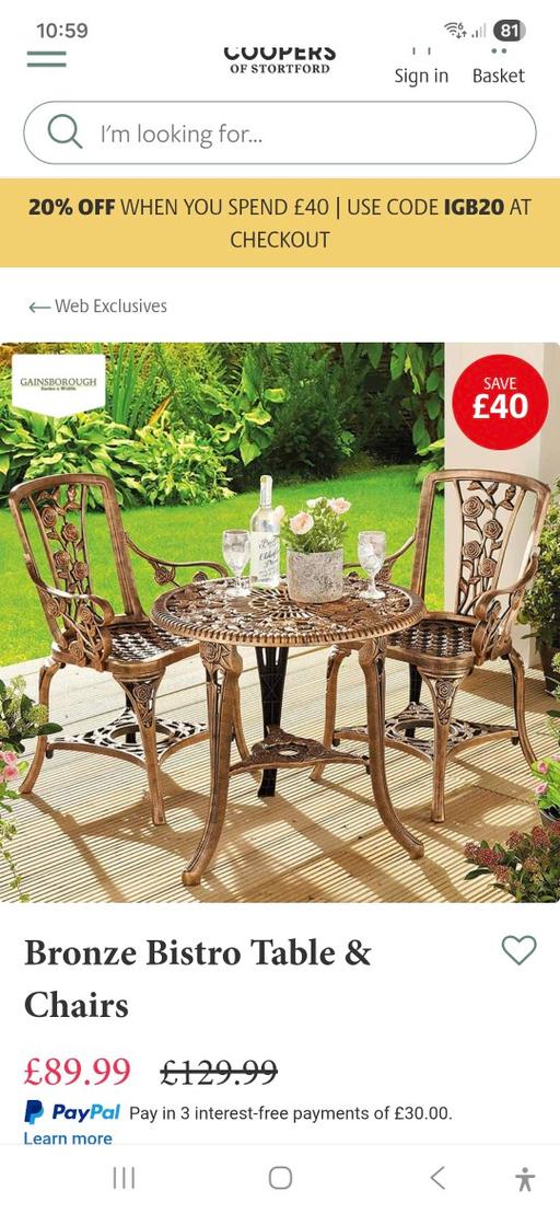 Buy & Sell Hasbury Dudley - Photos for Rose Gold Garden Table and Chairs. New & Boxe
