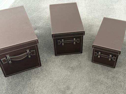 Buy & Sell Harborne Birmingham - Photos for 3 brown leather look storage boxes