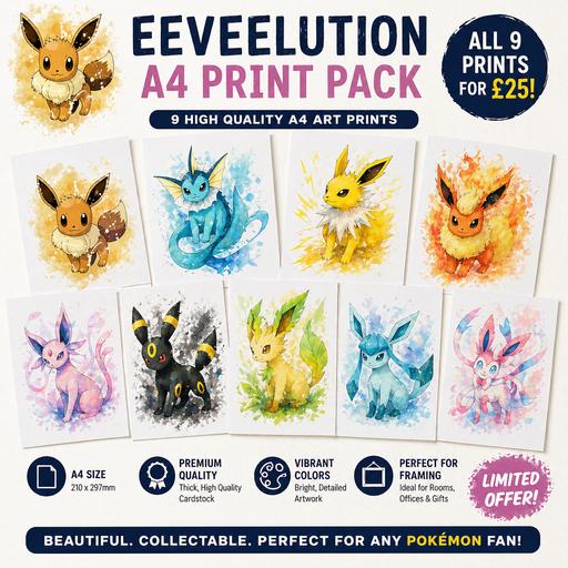 Buy & Sell Allerton Bradford - Photos for Eeveelution A4 Print Set Pokémon Evolutions