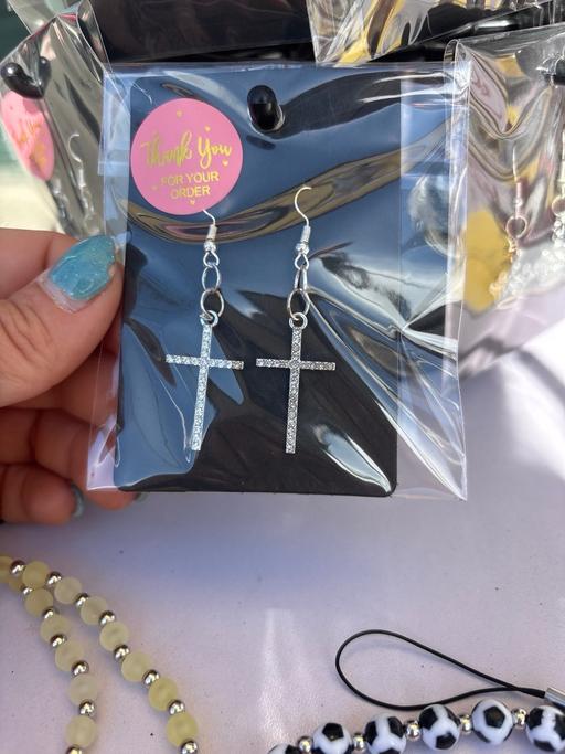 Buy & Sell Laindon Basildon - Photos for Rhinestone cross pendant dangle drop earrings
