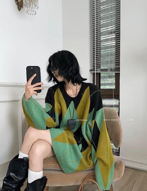 Buy & Sell Birmingham Birmingham - Photos for Green Argyle Oversized Knit Jumper