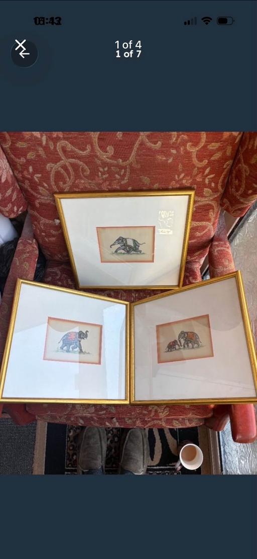Buy & Sell Kidbrooke South East London - Photos for 3 Asian watercolour paintings of elephants