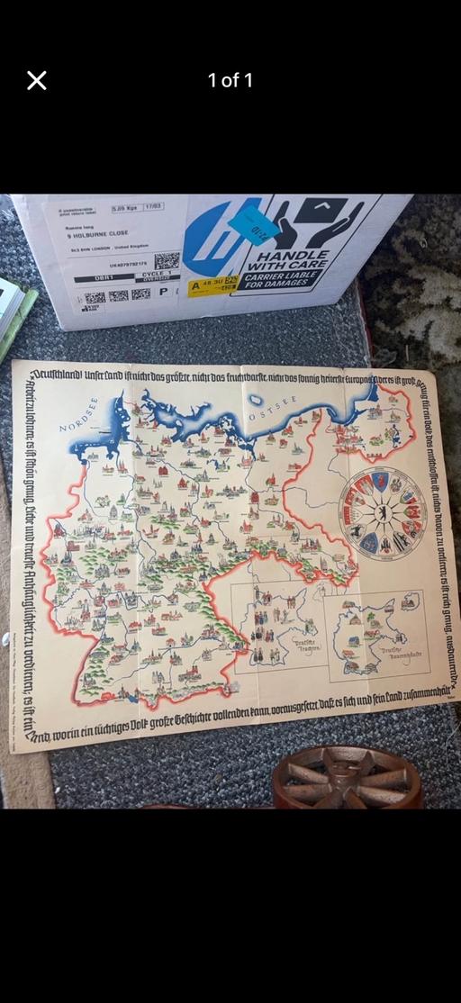Buy & Sell Kidbrooke South East London - Photos for Vintage German map rare W19 H15in rare