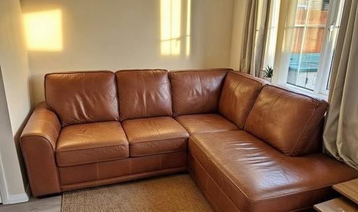 Buy & Sell Waterloo Central London - Photos for Brown Leather Sofa with High Back cushions