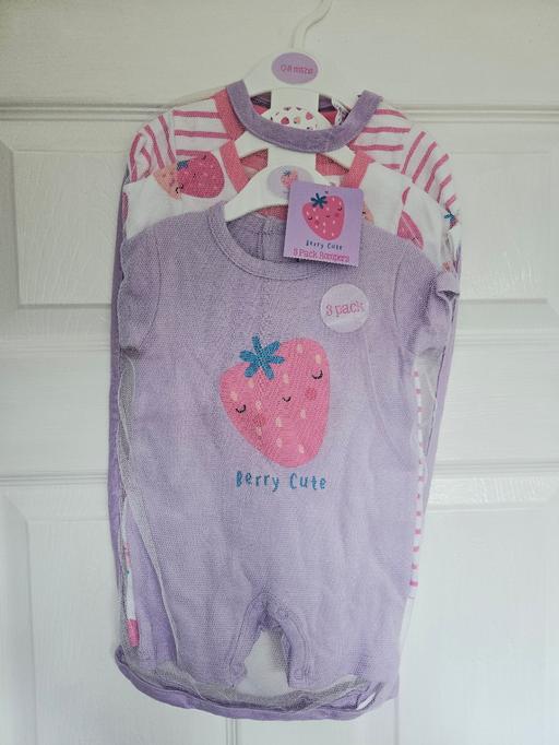  — brand new age 0-3 months 3 pack baby rompers