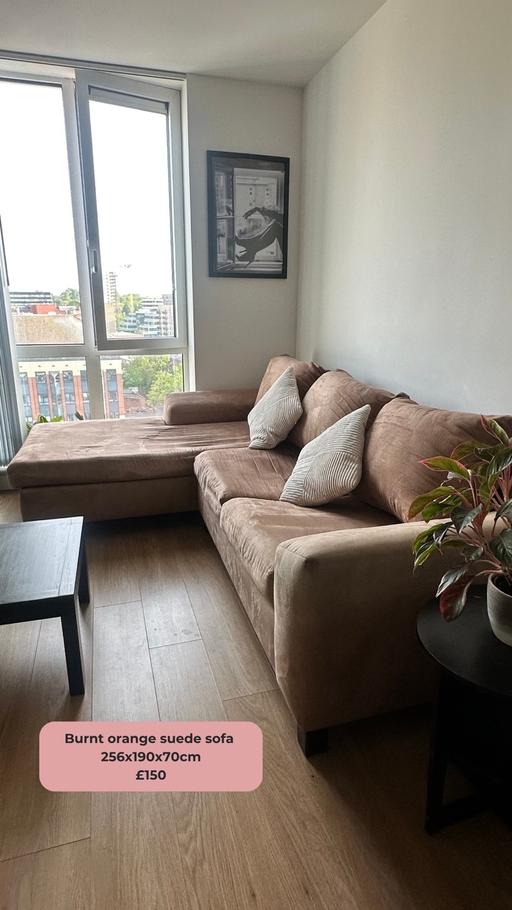 Buy & Sell Bracknell Bracknell Forest - Photos for Burnt orange suede L-shaped sofa