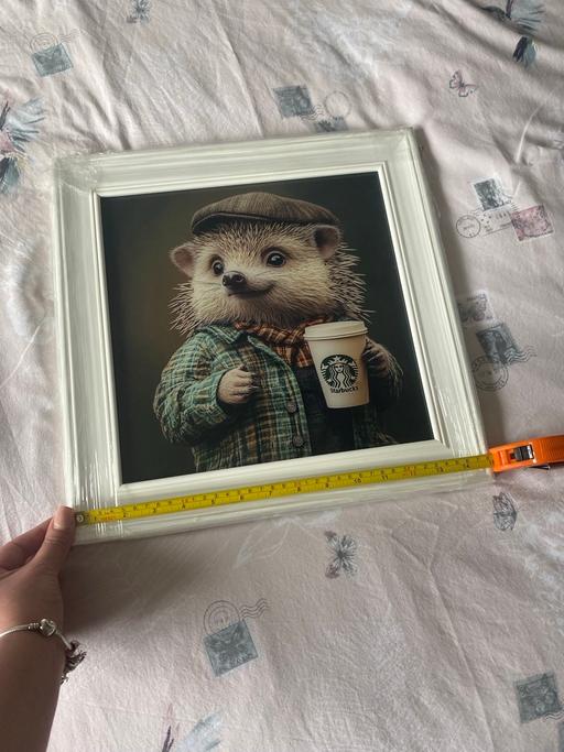Buy & Sell Walton on the Hill Reigate and Banstead - Photos for Hedgehog with Starbucks Coffee Print in Frame