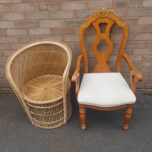 Buy & Sell Pensnett Dudley - Photos for Wicker Barrel Seat & Chunky Throne Chair, VGC