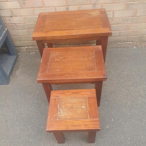 Buy & Sell Pensnett Dudley - Photos for Chunky Wooden Nest Of Tables ,26 x 21 x 17 in