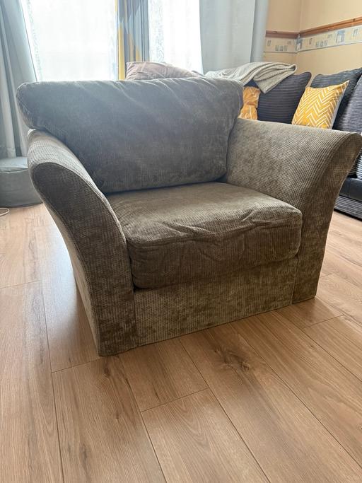 Buy & Sell Wandsworth South West London - Photos for Chenille Fabric Cuddle Arm Chairs (Pair)