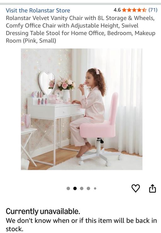 Buy & Sell Ormesby Great Yarmouth - Photos for Small pink girl’s desk chair