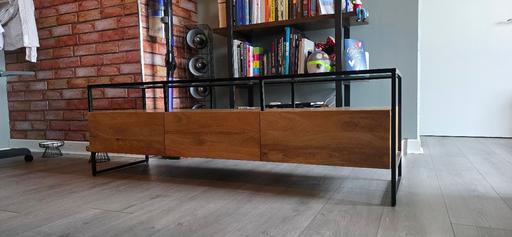 Buy & Sell Wood Green North London - Photos for Kilby Wide TV Stand - Glass, Metal & Wood