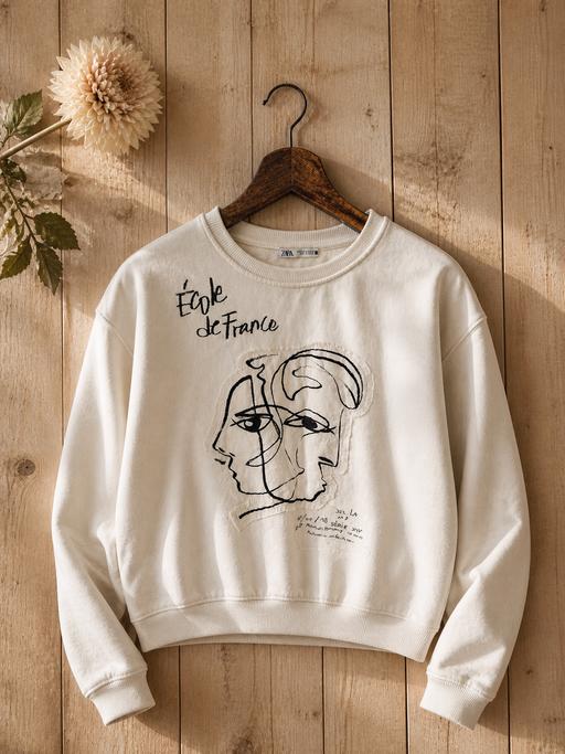 Buy & Sell Walthamstow East London - Photos for ZARA Cropped Sweatshirt with Artistic Print ✨