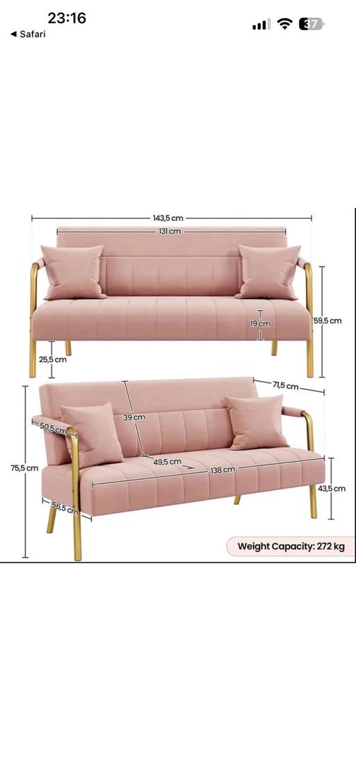 Buy & Sell South Hackney East London - Photos for Yaheetech Modern Pink sofa