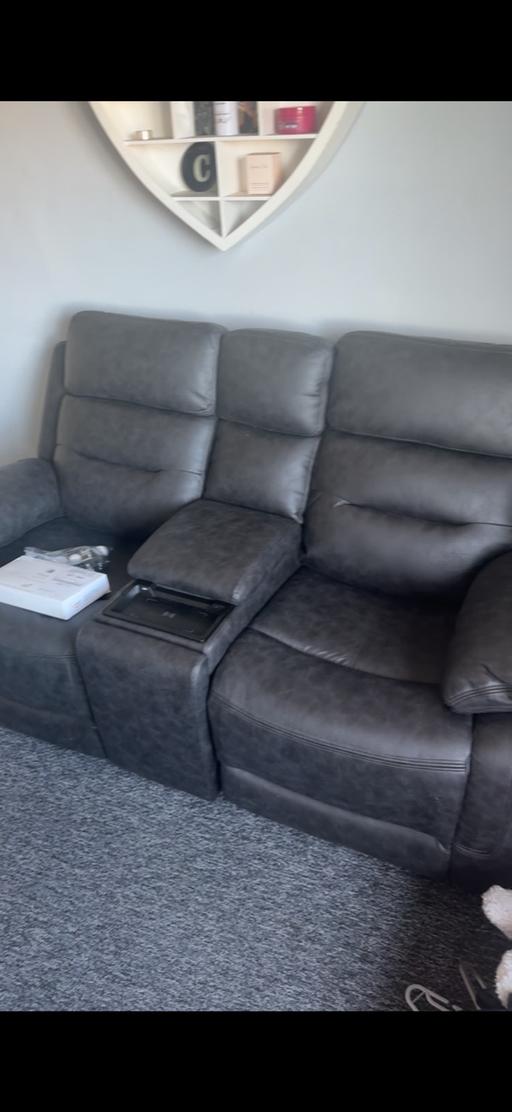 Buy & Sell Amington Tamworth - Photos for Charcoal recliner sofa with speakers