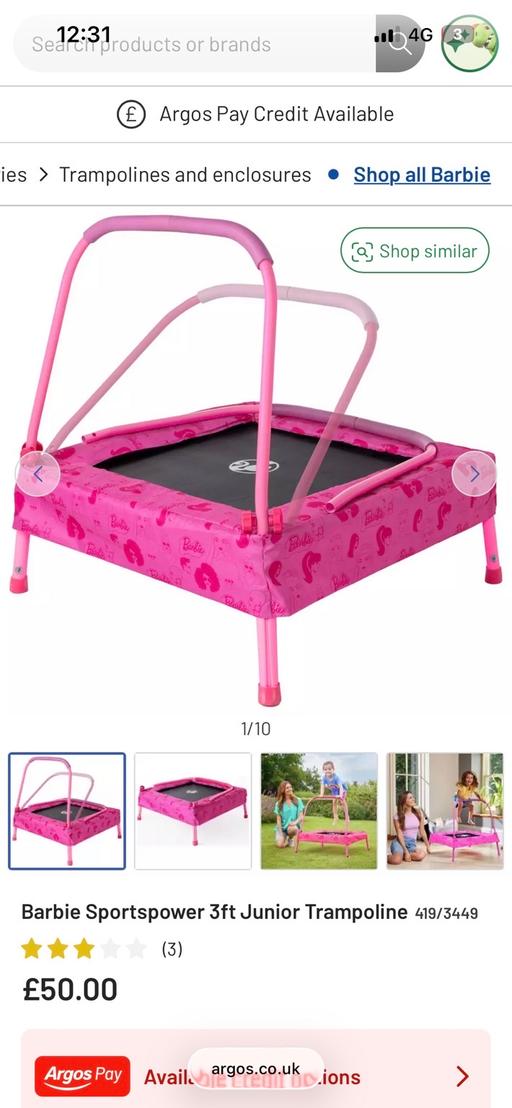 Buy & Sell Lambeth South East London - Photos for Barbie sports power 3ft junior trampoline
