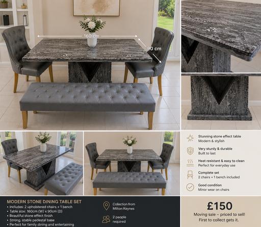Buy & Sell Whitehouse Milton Keynes - Photos for Modern Grey Dining Set – Stone top table set