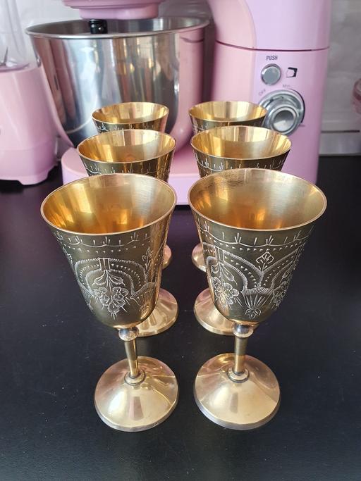 Buy & Sell Upper Gornal Dudley - Photos for vintage brass etched goblets set x 6