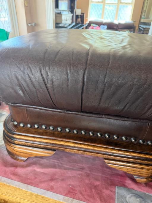 Buy & Sell Tividale Sandwell - Photos for SOLID OAK/ LEATHER FOOTSTOOL