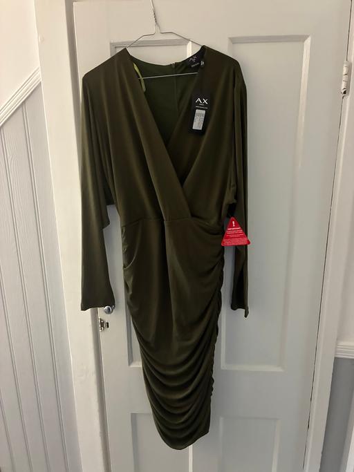  — AX Paris Olive Ruched Wrap Bodycon Dress