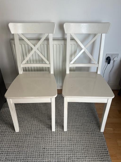 Buy & Sell Bermondsey South East London - Photos for 2 IKEA White Dining Chairs – £40 for Pair