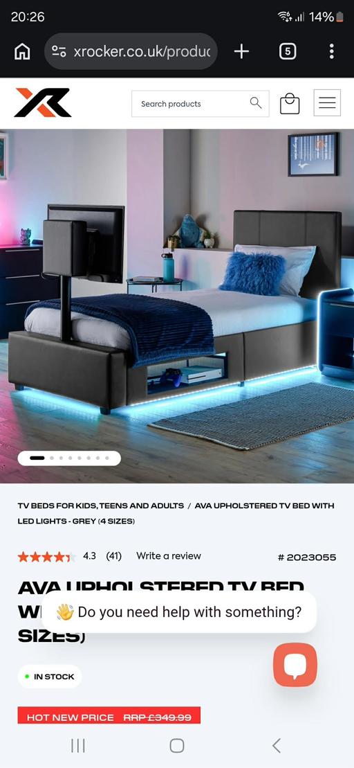 Buy & Sell Hurst Green Dudley - Photos for Ava Upholstered TV Bed with LED Lights - Grey