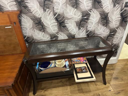 Buy & Sell Shirley Solihull - Photos for dark wooden console table with a glass top.