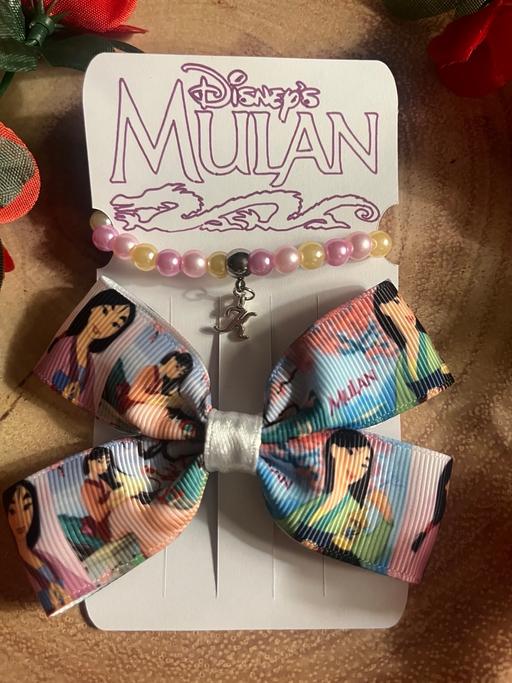  — Disney Mulan Handmade Bow & Bracelet Set