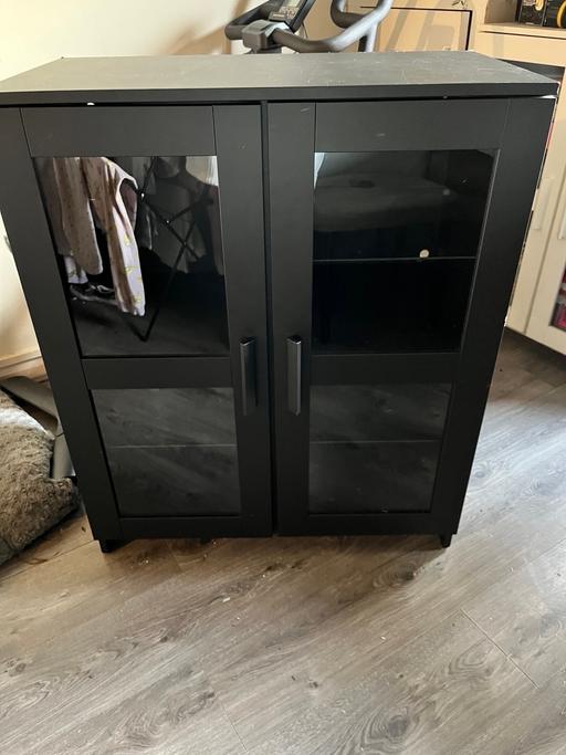 Buy & Sell Hackney North London - Photos for IKEA BRIMNES cabinet with doors, Glass/Black