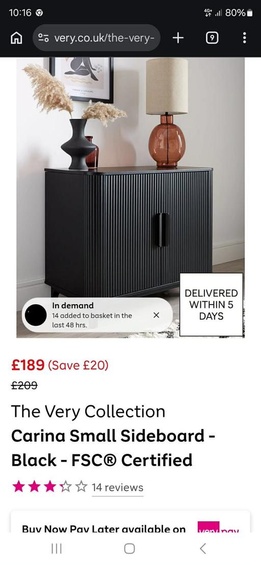 Buy & Sell Hurst Green Dudley - Photos for Carina Small Sideboard - Black - FSC® Certifi
