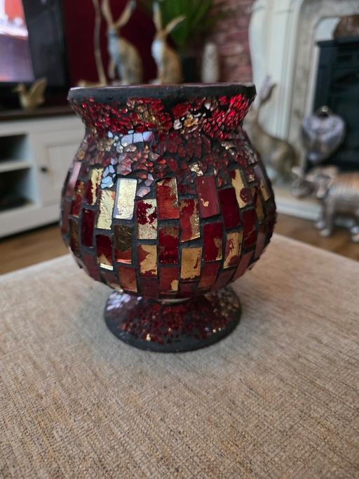 Buy & Sell Pensnett Dudley - Photos for BURGUNDY & GOLD MOSAIC VASE/ CANDLE HOLDER