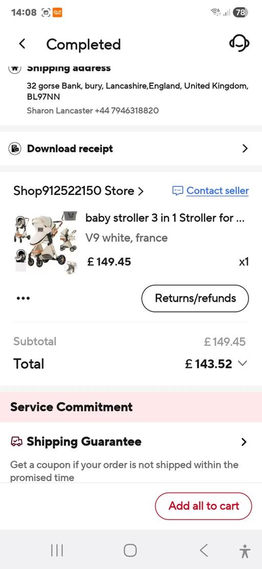  — Baby Pushchair