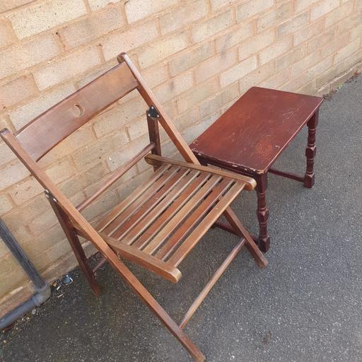 Buy & Sell Pensnett Dudley - Photos for Vintage Hard Wood , Fold Up Chair & Table.