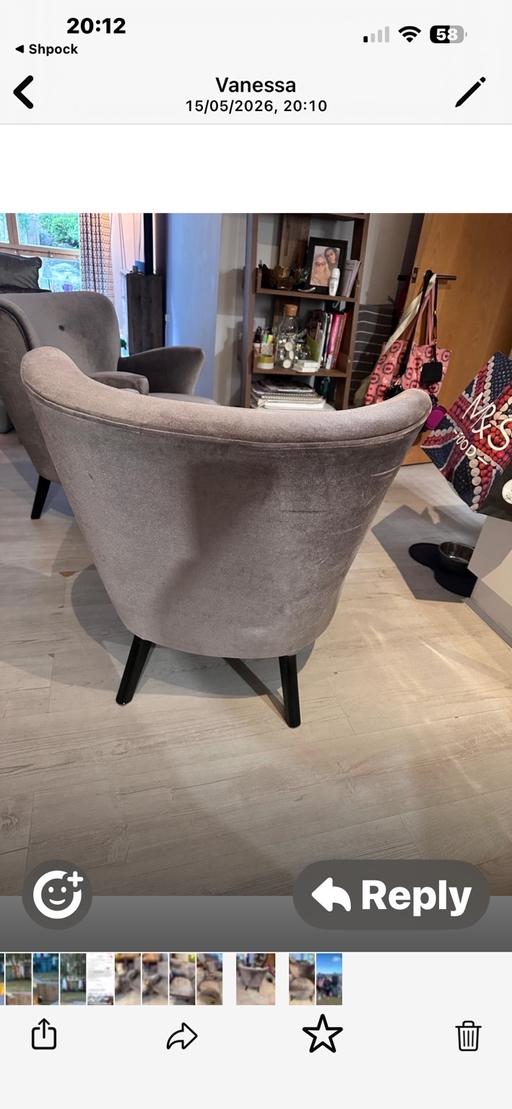 Buy & Sell Clapham South West London - Photos for 2 - grey Brakham Suede armchairs