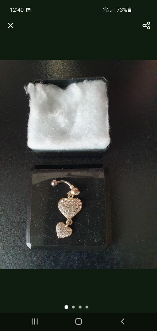  — heart diamante belly bar jewellery NEW