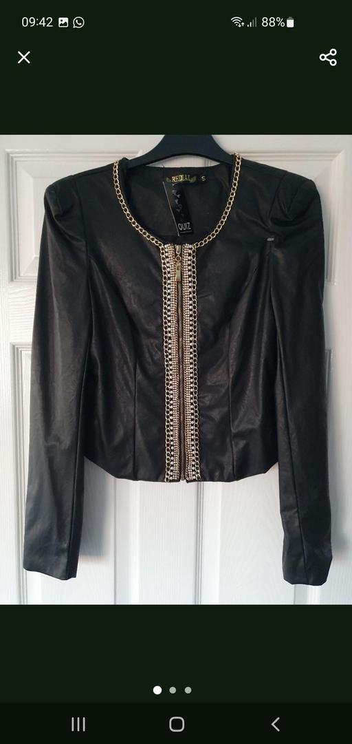  — ladies black faux leather jacket QUIZ NEW
