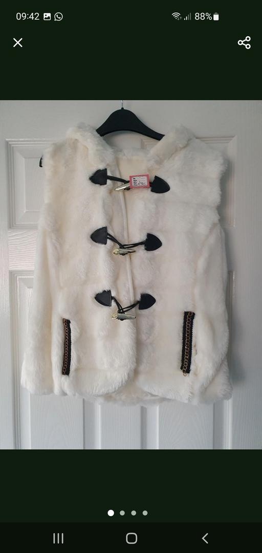  — ladies fur waistcoat with hood NEW