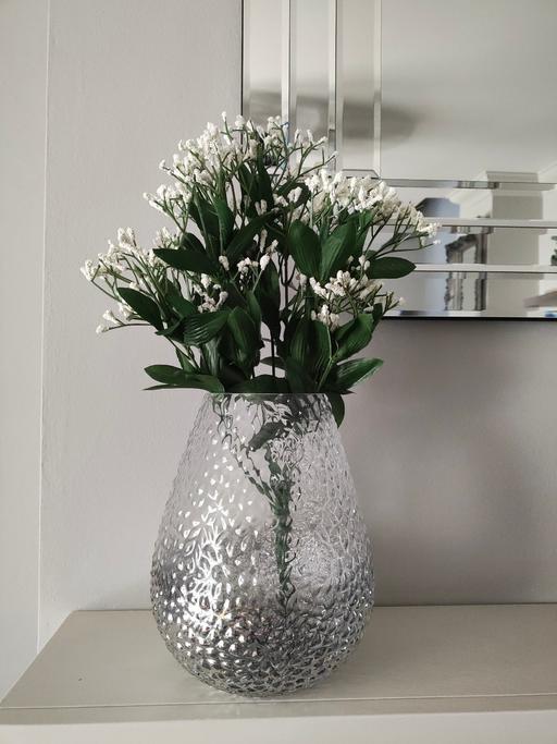 Buy & Sell Scholes Rotherham - Photos for Large glass silver vase & artificial flowers