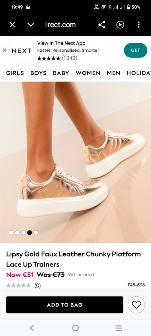 Buy & Sell Gorgie Edinburgh - Photos for lipsy gold trainer
