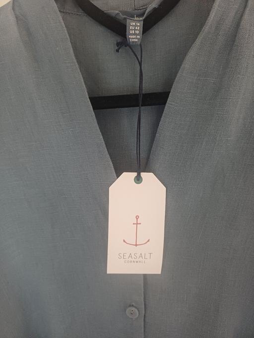  — Sea salt blue linen day dress (New)