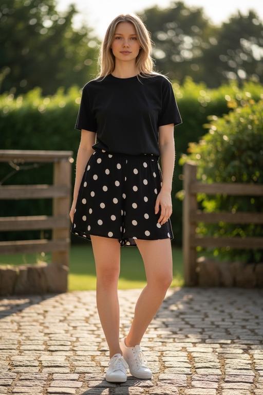  — Black polka dot shorts size 8/10 F&F