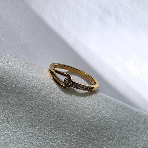  — Gold & Crystal Unique Design Ring Size 7