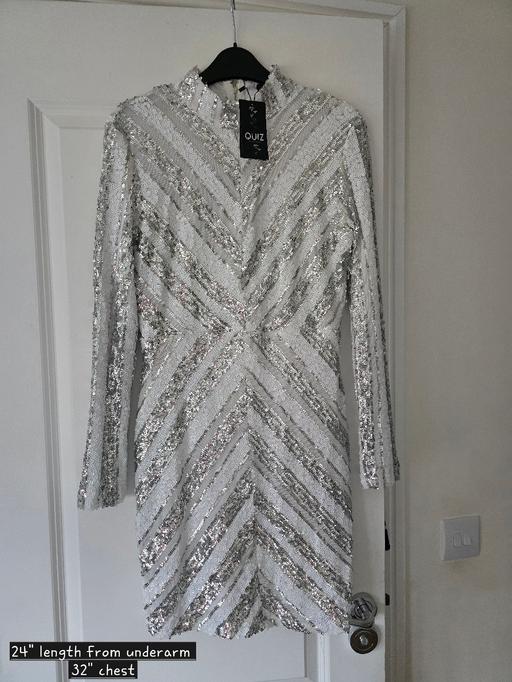  — Quiz silver sequin dress - uk10 bnwt