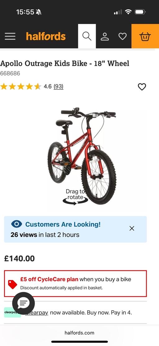 Buy & Sell Fordhouses Wolverhampton - Photos for red Halfords Apollo bike age 6 - 9