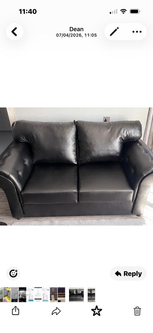 Buy & Sell Thamesmead South East London - Photos for 3 & 2 seater black faux leather sofas