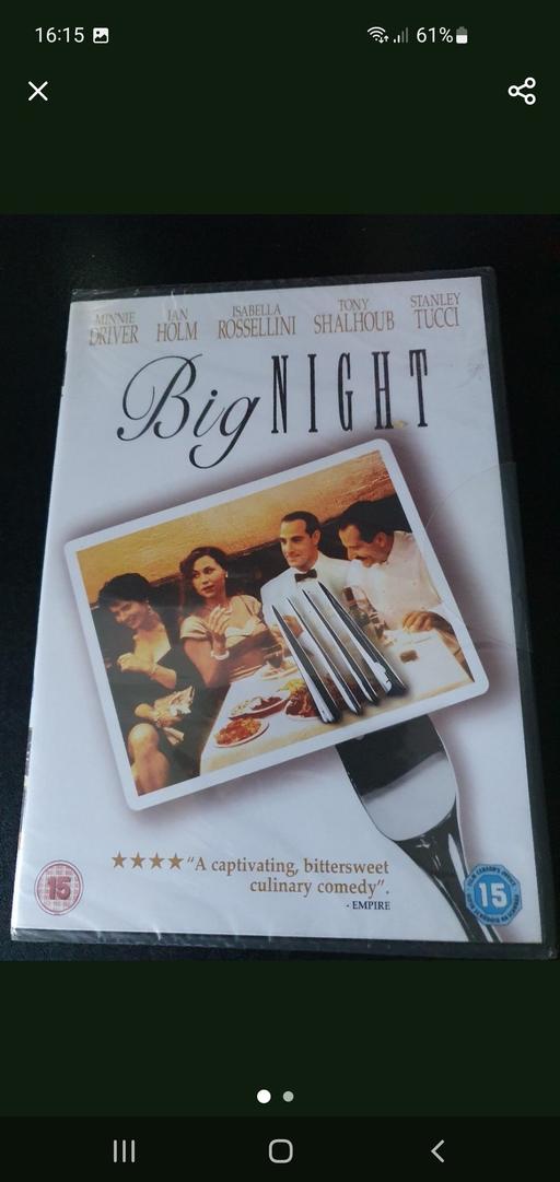  — Big night dvd NEW
