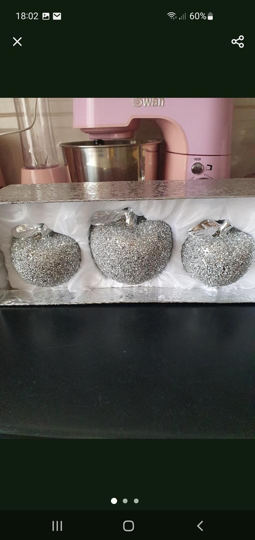 Buy & Sell Upper Gornal Dudley - Photos for silver bling apple ornament set x 3 NEW