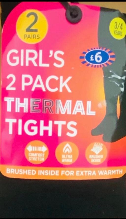  — Girls 2 pack of thermal tights size 3/4 years